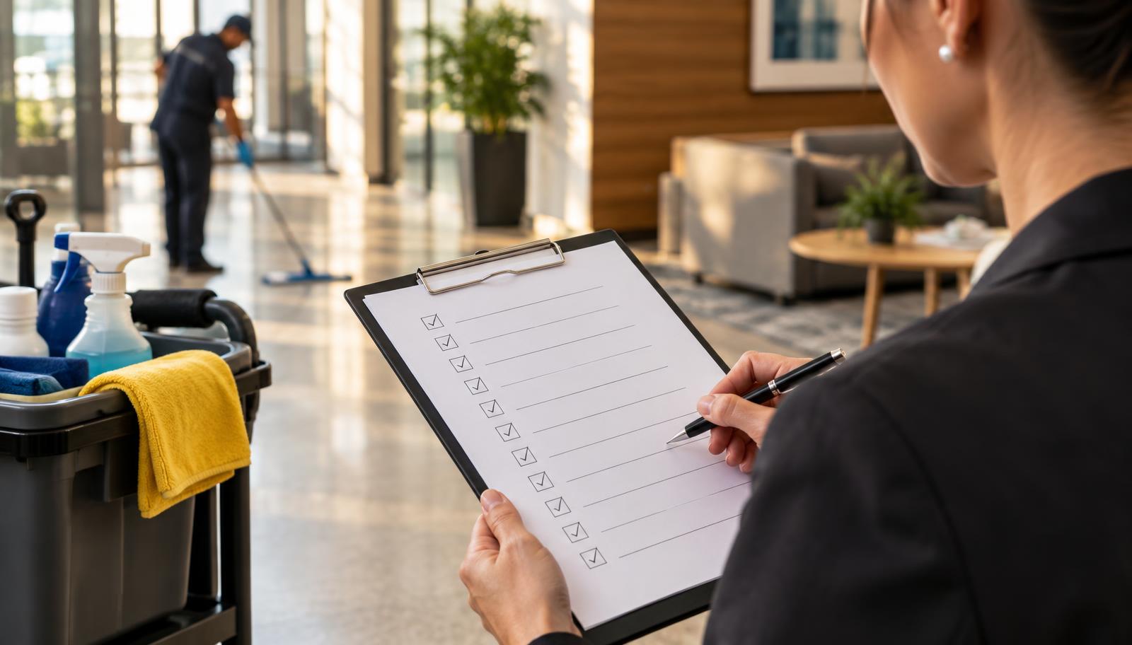 Commercial Cleaning Scope of Work Checklist: 12 Items to Confirm Before You Send the Proposal showing what a commercial clean