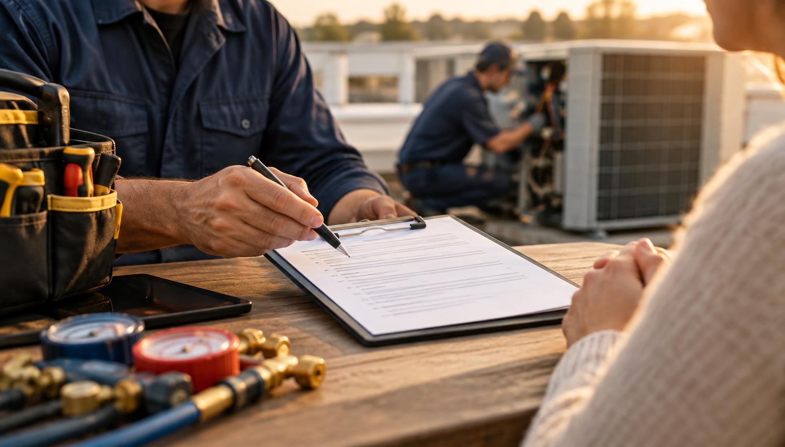 Editorial illustration for HVAC Maintenance Agreements